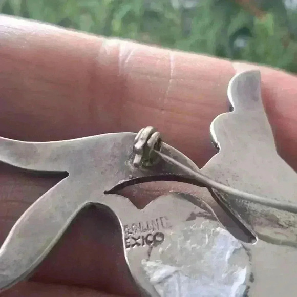 925 sterling silver and abalone inlay brooche - Picture 4 of 8